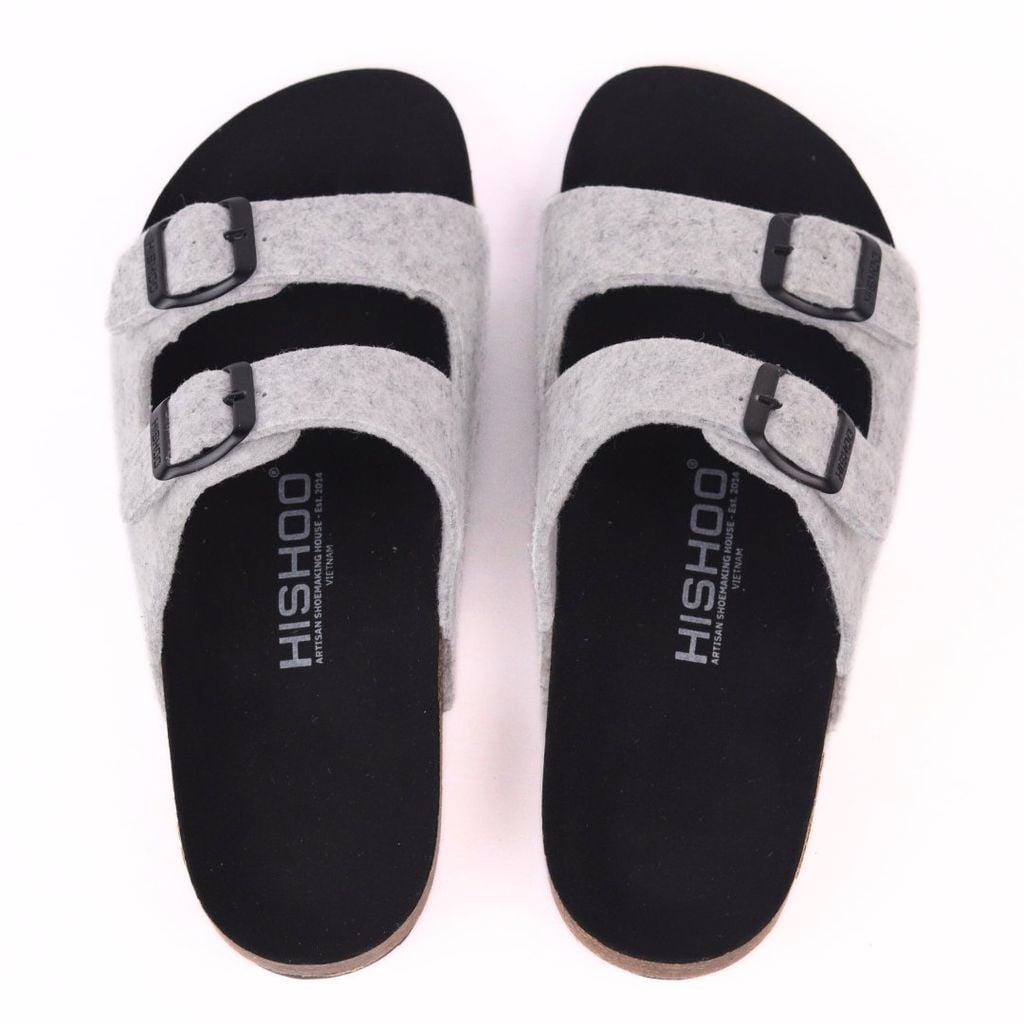 Dép đế trấu birken quai ngang 2 khoá vải dạ S093