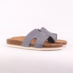 Dép đế trấu birken Chữ H da lộn premium HISHOO H095