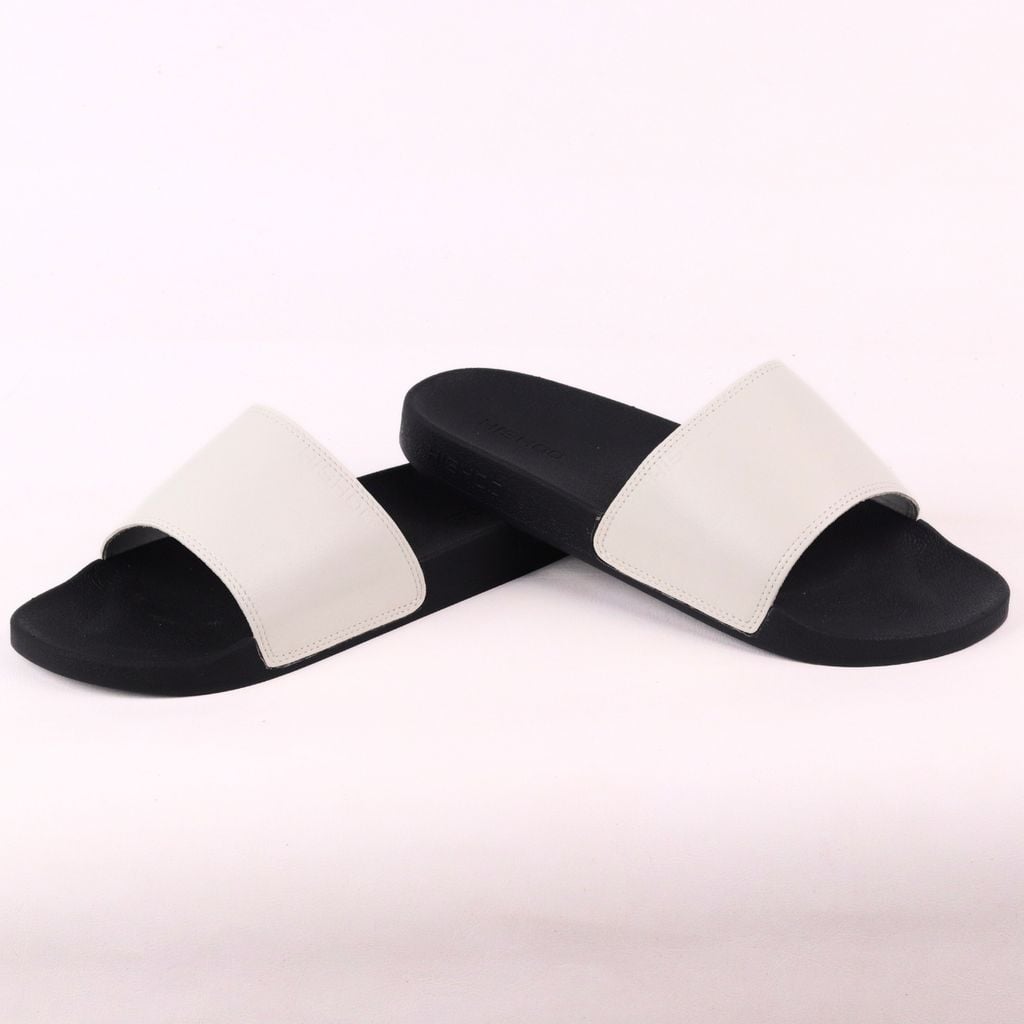 Dép quai ngang da bò Trắng HISHOO U114