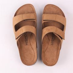 Dép đế trấu birken quai ngang xé dán da lộn premium HISHOO H105