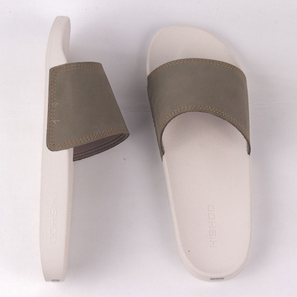 Dép quai ngang Nubuck Xanh rêu HISHOO U111