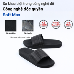Dép quai ngang da bò In Hình Caro Đen HISHOO U113