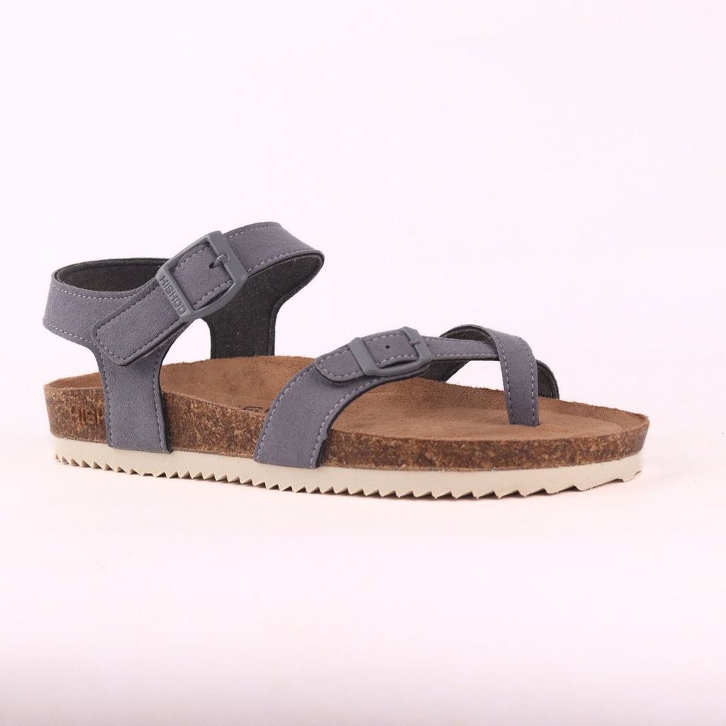 Dép đế trấu birken quai ngang sandal xỏ ngón da lộn premium HISHOO H118