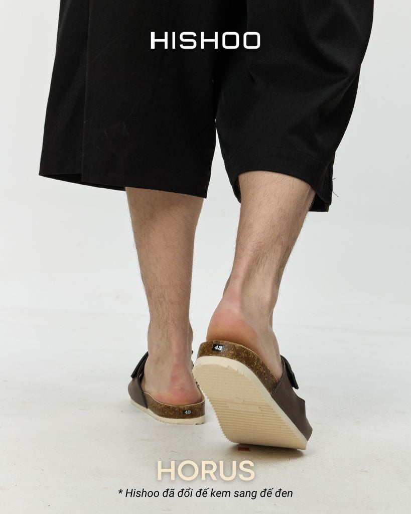 Dép đế trấu birken quai ngang xé dán premium HISHOO B105