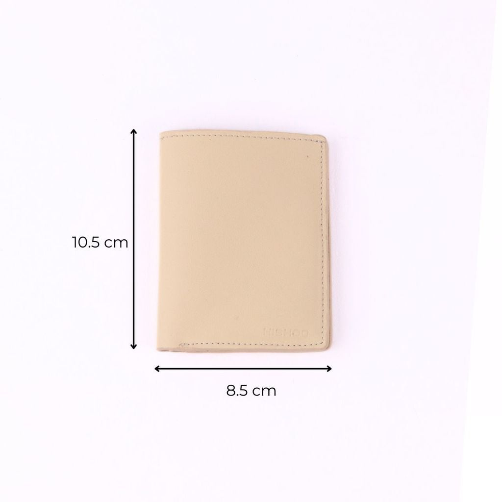 Ví Da Dáng Đứng Nam Nữ Đựng Thẻ [KEM] Alpha Da Bò Phụ Kiện Hishoo V004