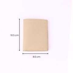 Ví Da Dáng Đứng Nam Nữ Đựng Thẻ [KEM] Alpha Da Bò Phụ Kiện Hishoo V004