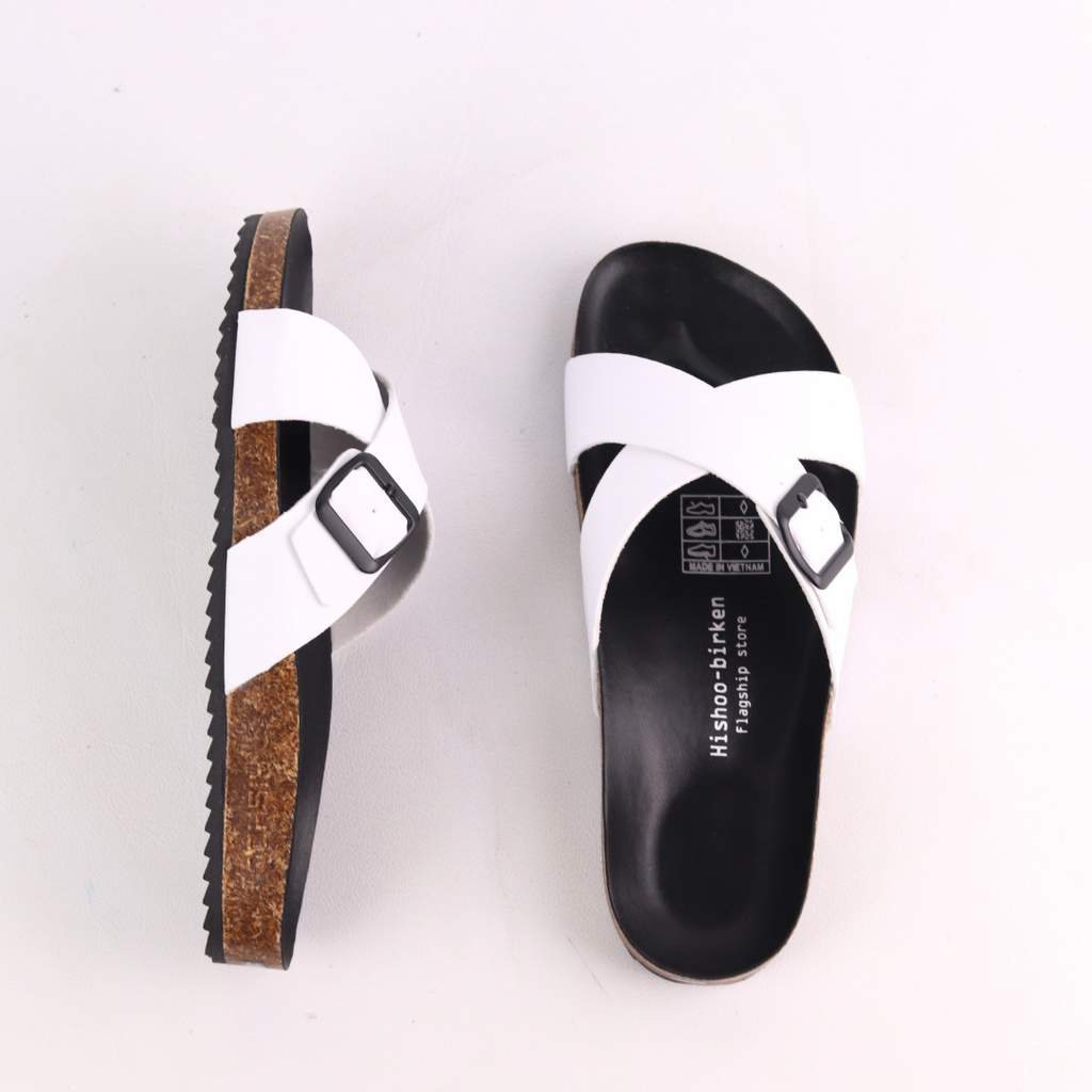 Dép đế trấu birken quai ngang chéo [CÓ KHOÁ] HISHOO S096