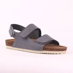 Dép đế trấu birken quai ngang sandal xé dán da lộn premium HISHOO H110