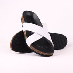 Dép đế trấu birken quai ngang chéo MẶT ĐEN HISHOO S096