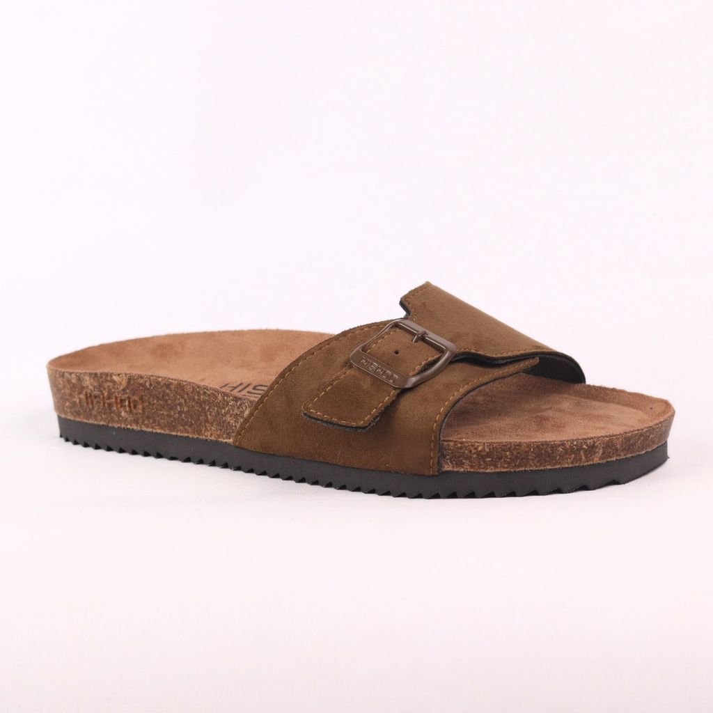 Dép đế trấu birken 1 khoá da lộn premium HISHOO H113