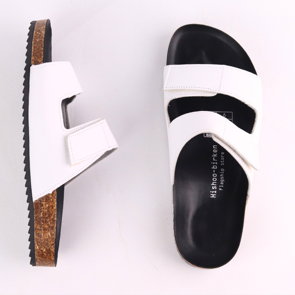 Dép đế trấu birken quai ngang xé dán MẶT ĐEN HISHOO S105