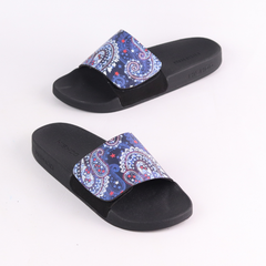 Dép quai ngang da bò Xé dán Bandana Xanh HISHOO U115