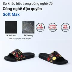 Dép quai ngang da bò In Hình Hoa Bí Ngô Nở Rộ HISHOO U113