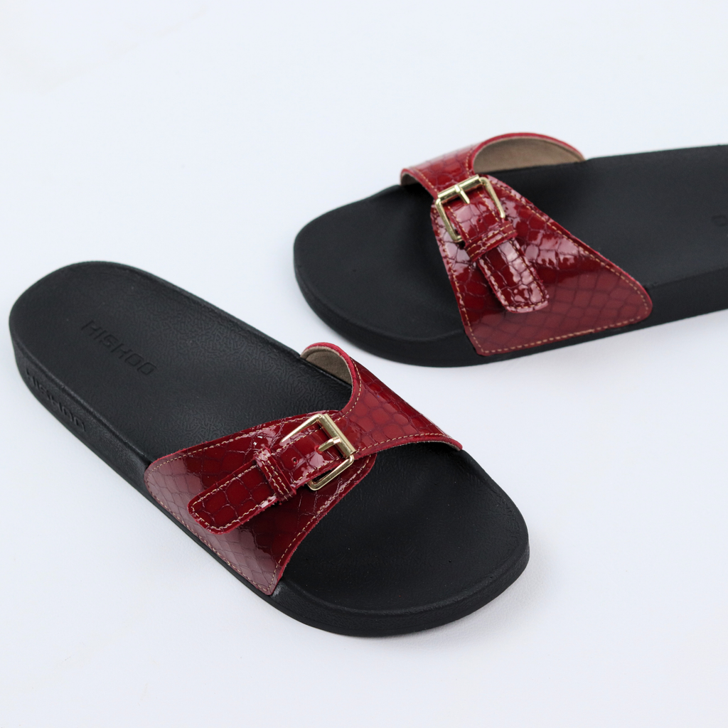 Dép quai ngang Đỏ 1 Khoá Vẩy Rồng HISHOO U117