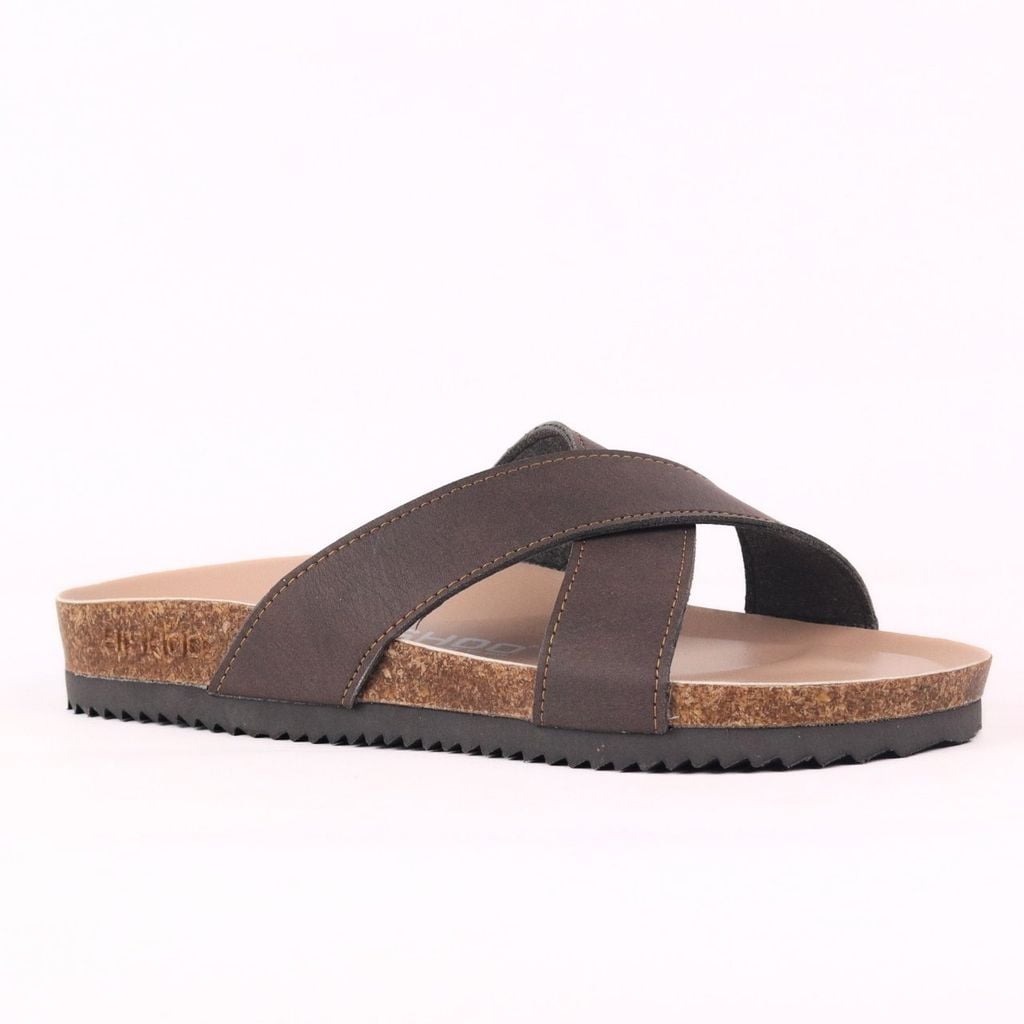 Dép đế trấu birken quai ngang chéo premium HISHOO B096