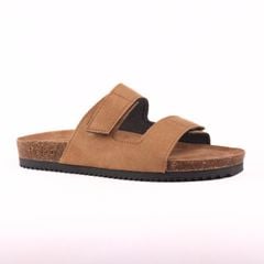 Dép đế trấu birken quai ngang xé dán da lộn premium HISHOO H105