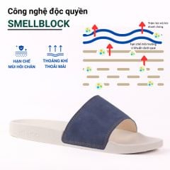 Dép quai ngang Nubuck Xanh navy HISHOO U111
