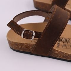 Dép đế trấu Sandal birken quai ngang da bò HISHOO M050