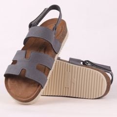 Dép đế trấu birken bé trai bé gái sandal Chữ H da lộn premium HISHOO H115