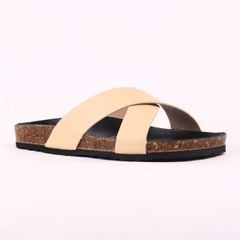 Dép đế trấu birken quai ngang chéo MẶT ĐEN HISHOO S096