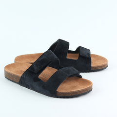 Dép đế trấu birken quai ngang xé dán da lộn HISHOO R105