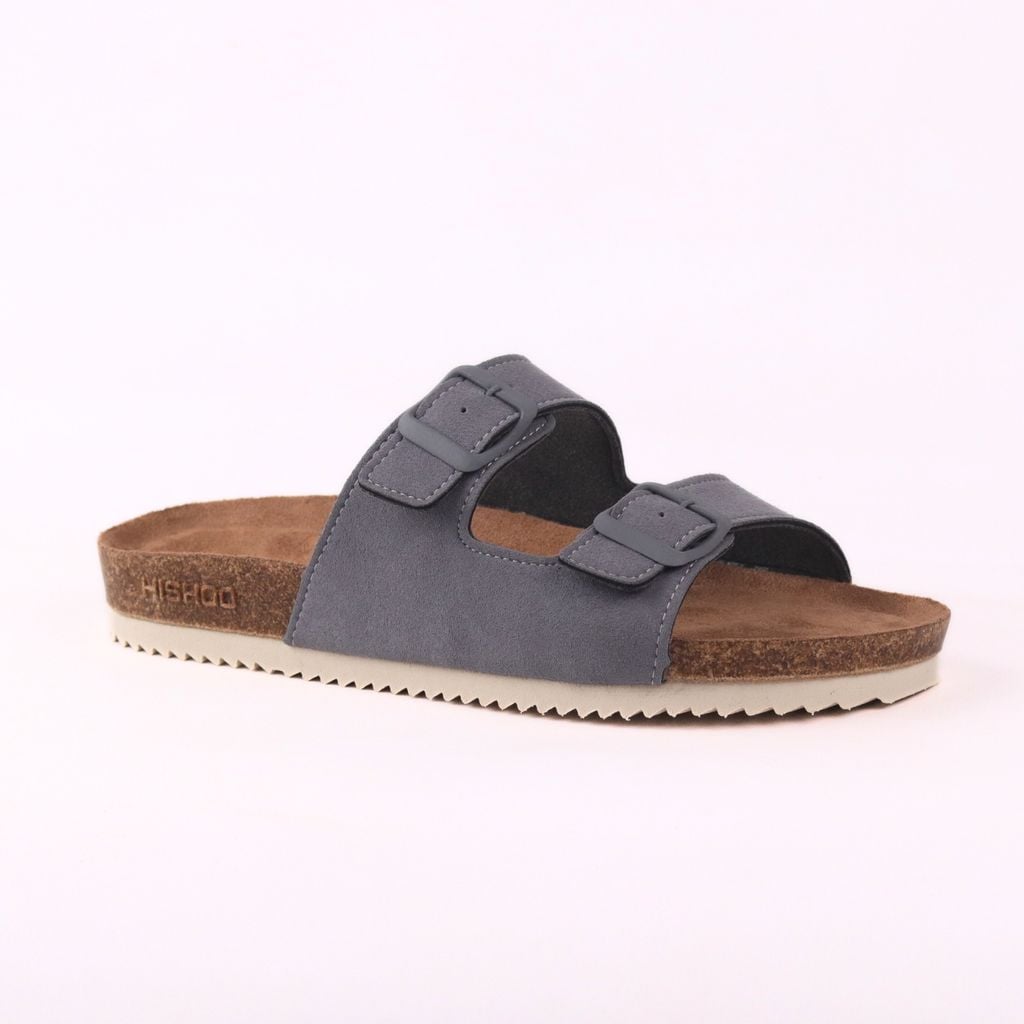 Dép đế trấu birken 2 khoá da lộn premium HISHOO H093