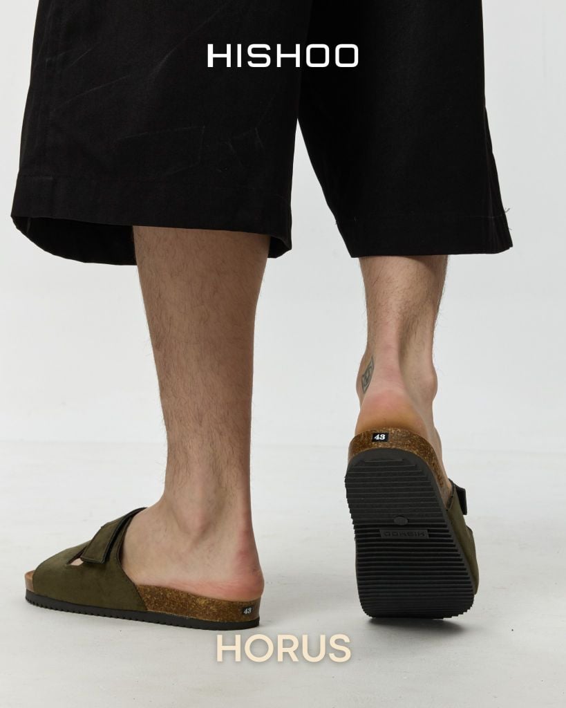 Dép đế trấu birken 2 khoá da lộn premium HISHOO H093