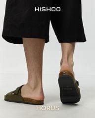 Dép đế trấu birken 2 khoá da lộn premium HISHOO H093