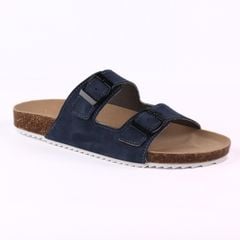 Dép đế trấu birken quai ngang 2 khoá da lộn HISHOO R093