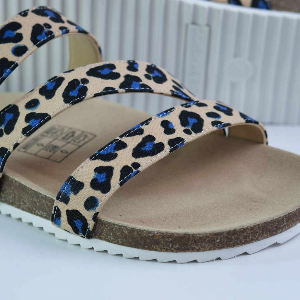 Dép đế trấu birken 3 quai ngang vải canvas HISHOO S112