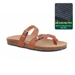 Dép đế trấu birken quai ngang xỏ ngón MẶT ĐEN da bò HISHOO M098