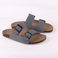 Dép đế trấu birken quai ngang 2 khoá da lộn HISHOO R093