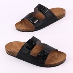 Dép đế trấu birken quai ngang 2 khoá lót da lộn S093