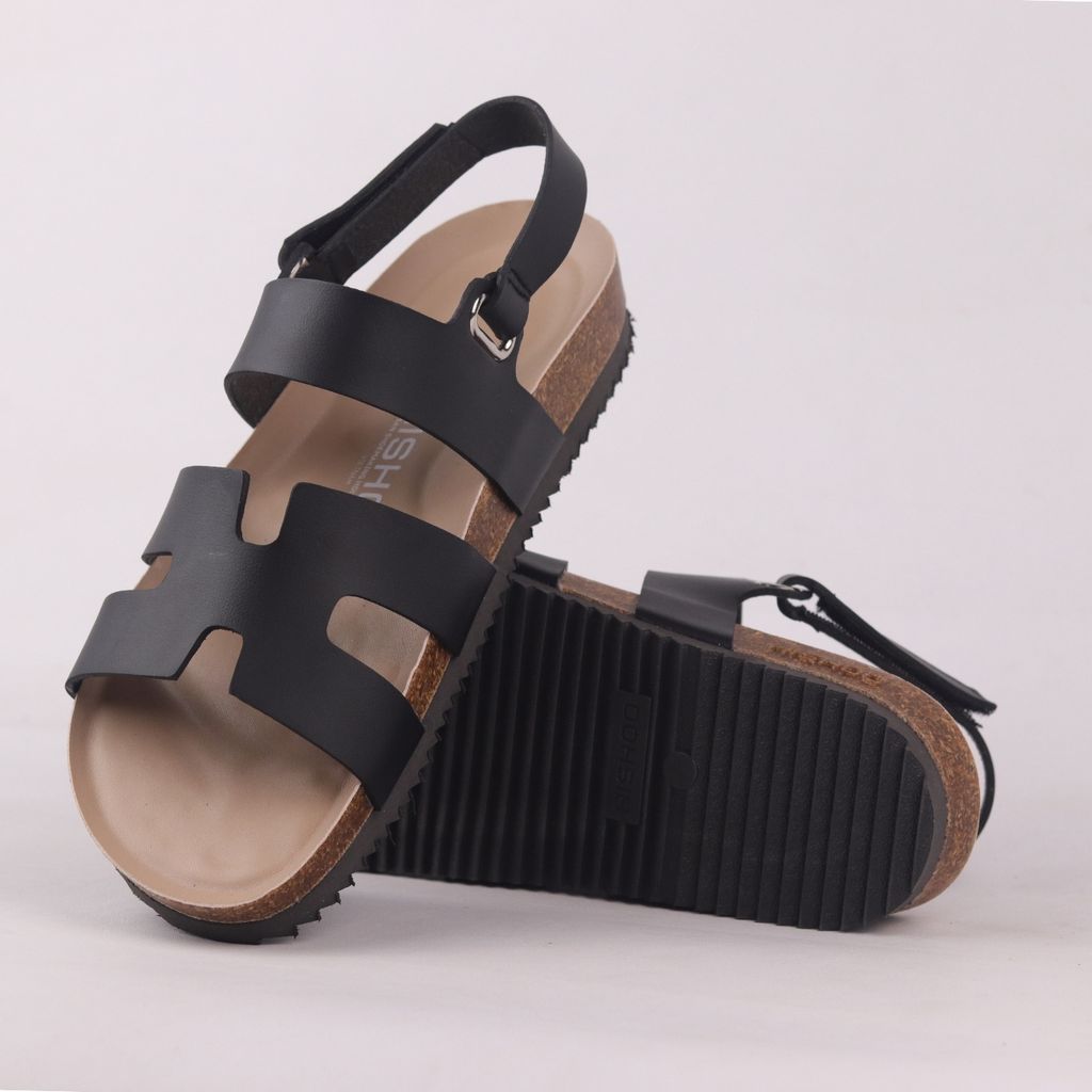 Dép đế trấu birken bé trai bé gái  sandal chữ H premium HISHOO B115
