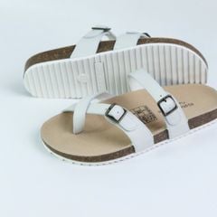Dép đế trấu birken quai ngang xỏ ngón MẶT ĐEN da bò HISHOO M098