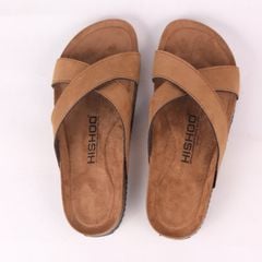 Dép đế trấu birken bé trai bé gái quai ngang chéo da lộn premium HISHOO H096