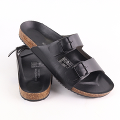 Dép đế trấu birken quai ngang 2 khoá MẶT ĐEN HISHOO S093
