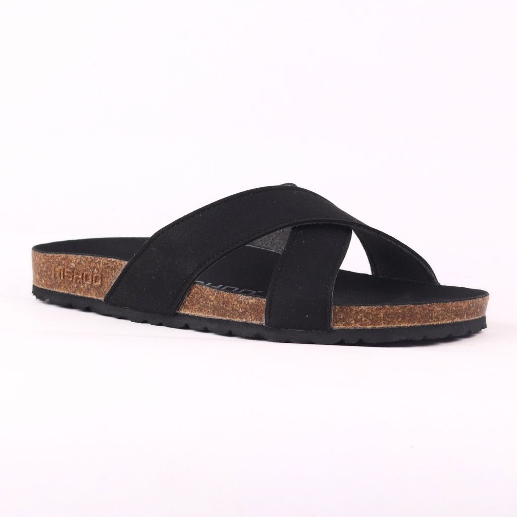 Dép đế trấu birken quai ngang chéo da lộn HISHOO R096