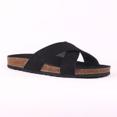 Dép đế trấu birken quai ngang chéo da lộn HISHOO R096
