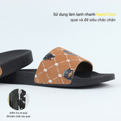 Dép quai ngang da bò lộn Bò+Xám Gấu Bí Lù Monogram HISHOO U113