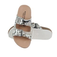 Dép đế trấu birken quai ngang 2 khoá Da hiếm HISHOO M093