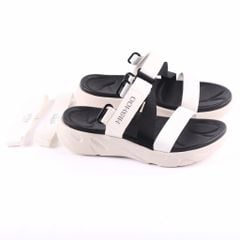 Giày Đi Học Sandal Đế Trắng Mặt Đen Quai Dù HISHOO F002