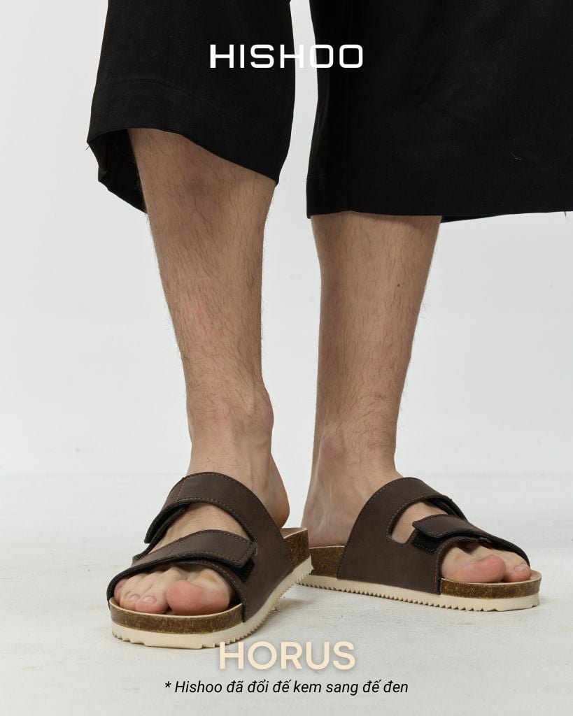 Dép đế trấu birken quai ngang xé dán premium HISHOO B105