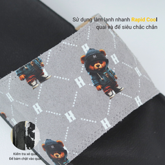 Dép quai ngang da bò lộn Bò+Xám Gấu Bí Lù Monogram HISHOO U113