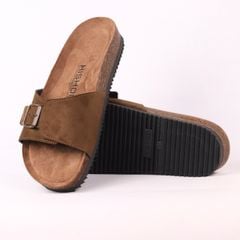 Dép đế trấu birken 1 khoá da lộn premium HISHOO H113