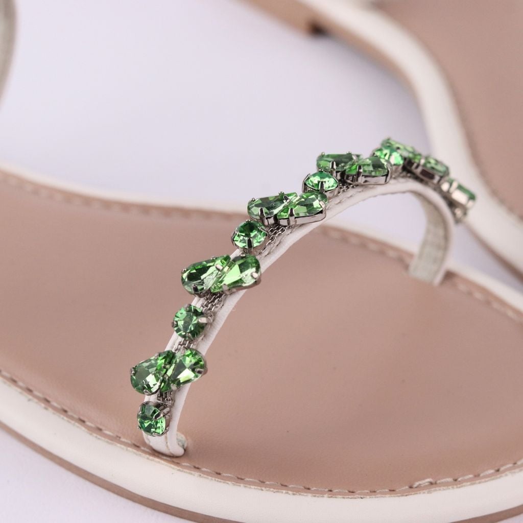 Dép Sandal Nữ Đế Bệt Quai Hậu Dây Mảnh Đính Đá HISHOO S147