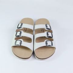 Dép đế trấu birken quai ngang 3 khoá da bò HISHOO M092