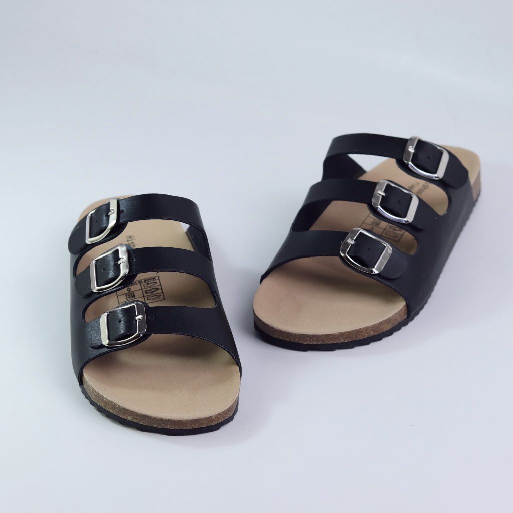 Dép đế trấu birken quai ngang 3 khoá HISHOO S092