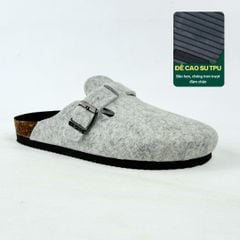 Dép đế trấu sục Boston quai ngang vải dạ HISHOO R109
