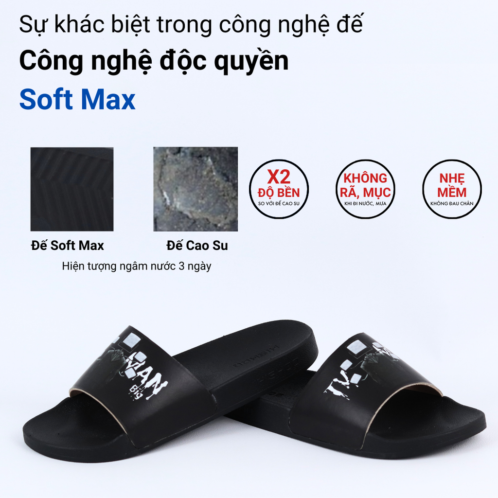 Dép quai ngang da bò In Hình Big TV Man HISHOO U113